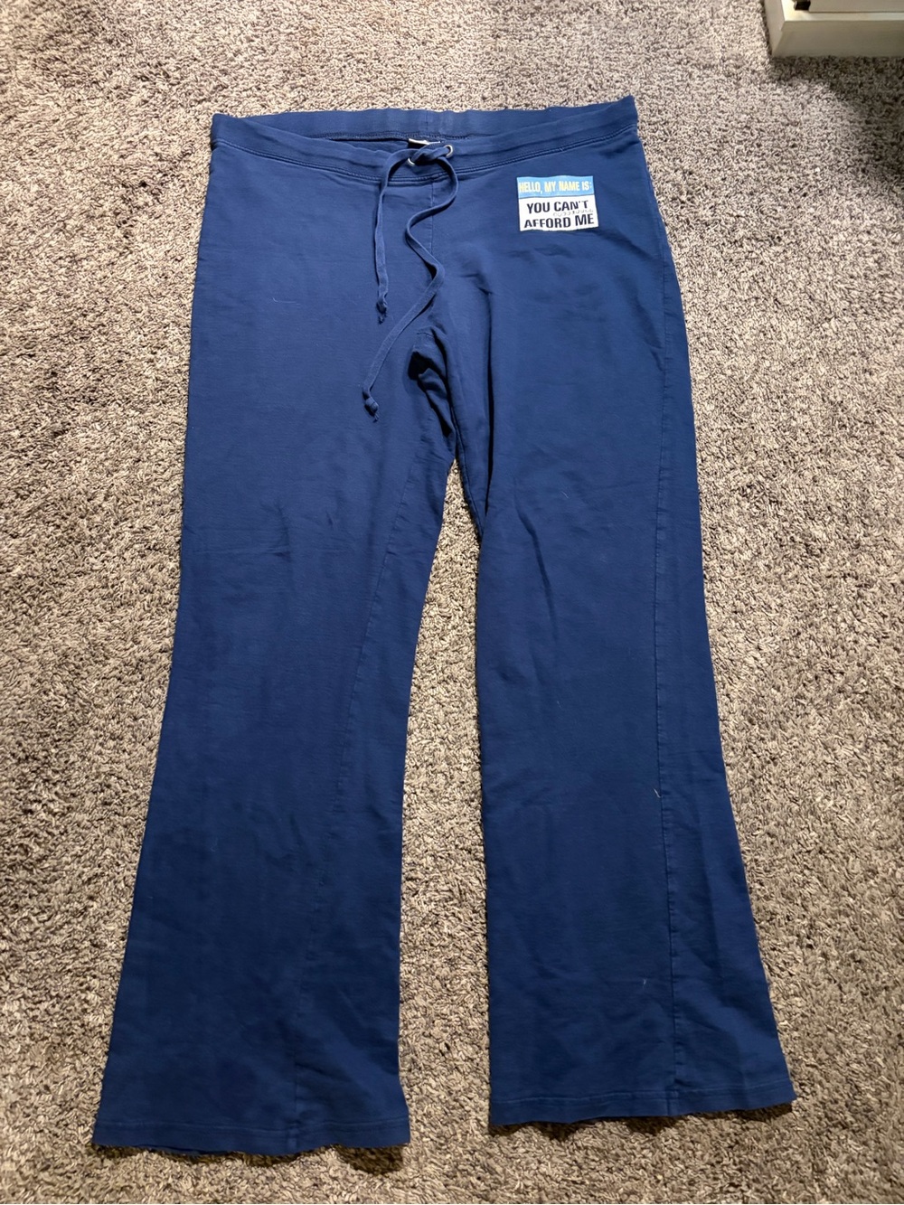 Vintage Y2K  low rise no boundaries  flare pants comedic text